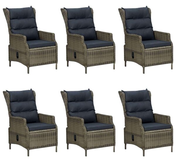 VidaXL 7-részes barna kültéri polyrattan étkezőszett párnákkal