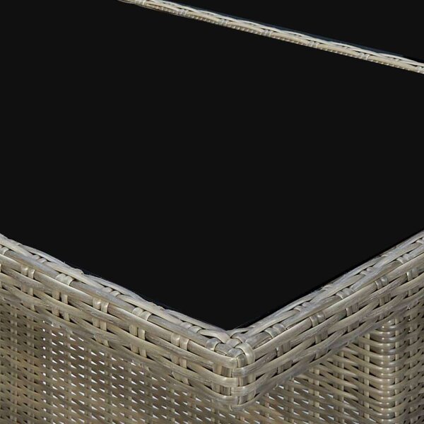 VidaXL 7-részes barna kültéri polyrattan étkezőszett párnákkal