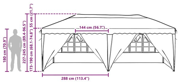 VidaXL Parti sátor 575 x 288 x 245 cm, Antracitszürke