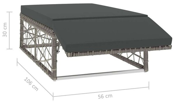 2-részes szürke polyrattan kerti bútorszett párnákkal