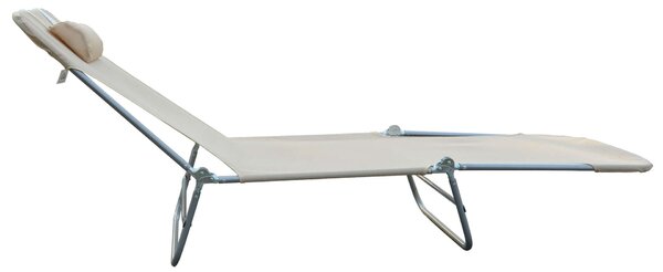 Outsunny Összecsukható napozóágy, bézs, textil, 182 x 56 x 24,5 cm