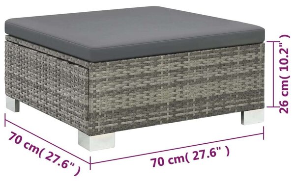 VidaXL 10-részes Kerti bútorszett párnákkal, szürke, polyrattan