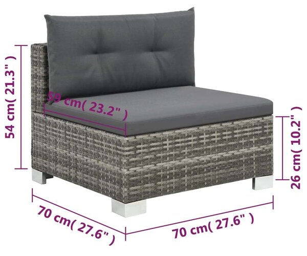 VidaXL 10-részes Kerti bútorszett párnákkal, szürke, polyrattan