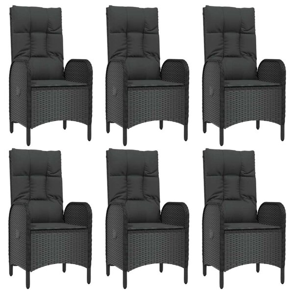VidaXL 7 részes fekete polyrattan kerti étkezőgarnitúra párnával