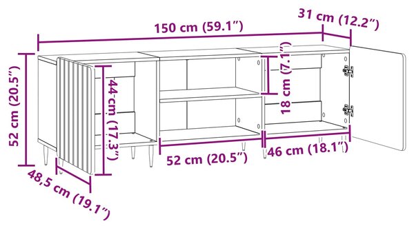 VidaXL TV szekrény Fehér 150 x 31 x 52 cm Szerelt Fa
