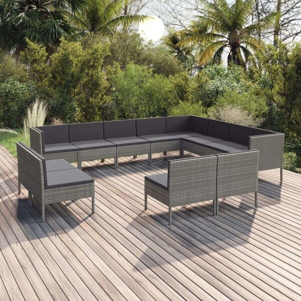 VidaXL 12 részes szürke polyrattan kerti ülőgarnitúra párnákkal