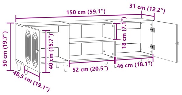 VidaXL TV szekrény füstös tölgy 150 x 31 x 50 cm, szerelt fa