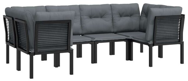 Polyrattan Kerti Ülőgarnitúra - 6 részes - Fekete-Szürke