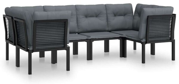 Polyrattan Kerti Ülőgarnitúra - 6 részes - Fekete-Szürke