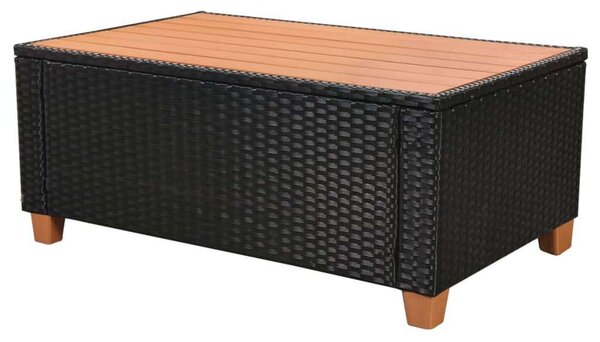 VidaXL 4-részes fekete polyrattan kerti bútorszett párnákkal