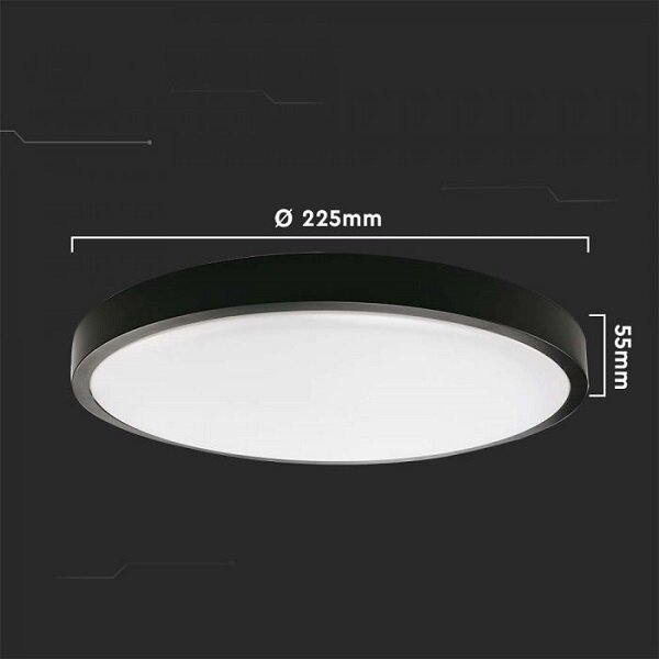 Fekete felszín kör LED panel 18W IP44