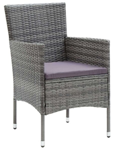 VidaXL - 5 Részes Kerti Étkezőgarnitúra - Polyrattan - Szürke