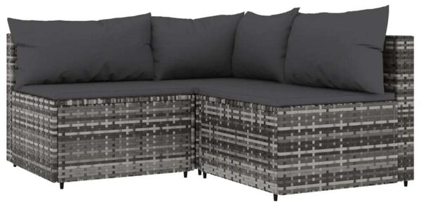 VidaXL 4 részes szürke polyrattan kerti ülőgarnitúra párnákkal