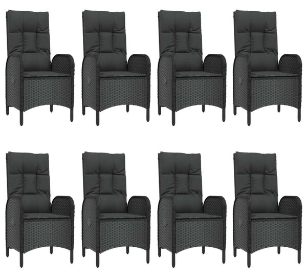 VidaXL 9 részes fekete polyrattan kerti étkezőgarnitúra párnákkal