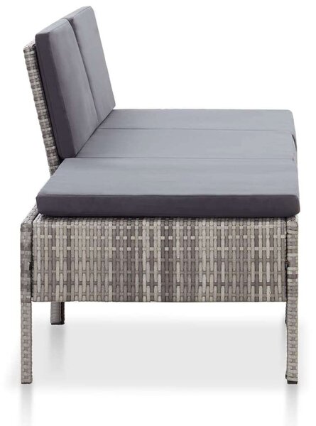 VidaXL 3-részes szürke polyrattan kerti ülőgarnitúra párnákkal