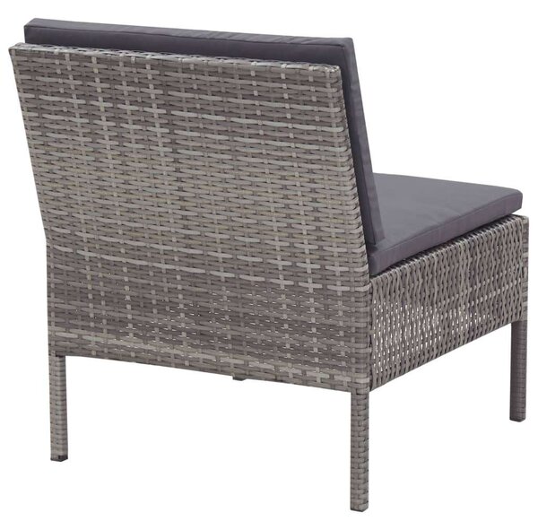 VidaXL 3-részes szürke polyrattan kerti ülőgarnitúra párnákkal
