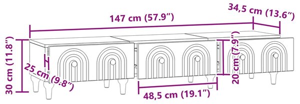 VidaXL TV szekrény Faragott fa öreg fa hatású 147 x 34,5 x 30 cm