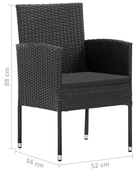 VidaXL Kerti Étkezőgarnitúra - 9 részes - Akácfa Asztal - Fekete Polyrattan