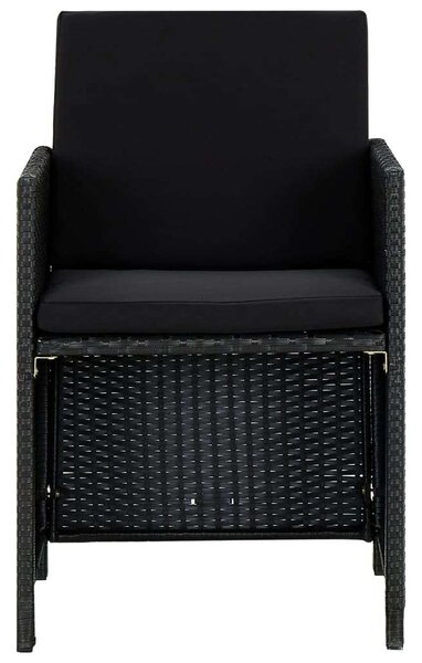 Polyrattan Kültéri Étkezőgarnitúra - 9 részes - Fekete
