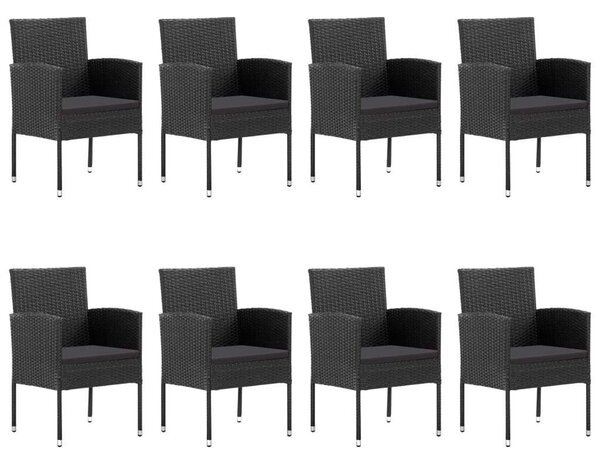 VidaXL Kerti Étkezőgarnitúra - 9 részes - Akácfa Asztal - Fekete Polyrattan
