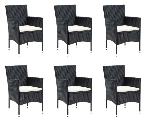 Polyrattan Kerti Étkezőgarnitúra - 7 részes - Fekete