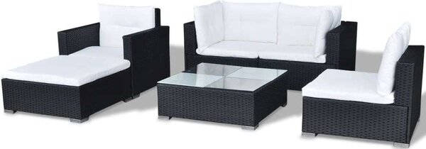 VidaXL Polyrattan Kerti Bútorszett - 6 részes - Fekete