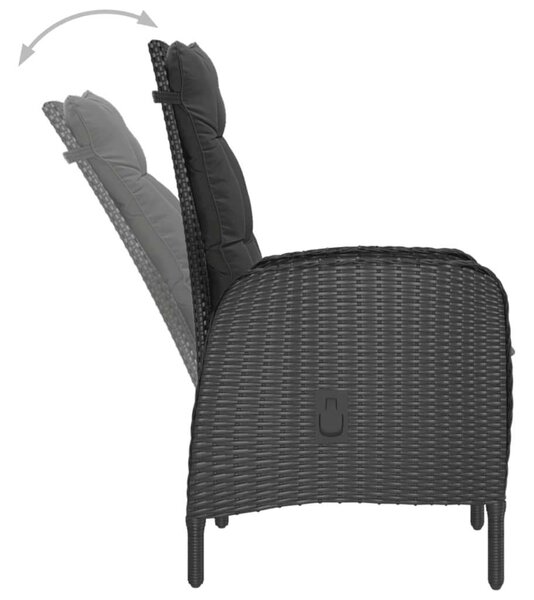 VidaXL Polyrattan Kerti Étkezőgarnitúra - 9 részes - Fekete