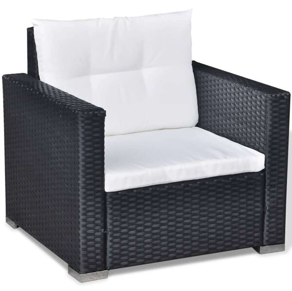 VidaXL Polyrattan Kerti Bútorszett - 6 részes - Fekete
