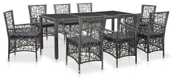 VidaXL Polyrattan Étkezőgarnitúra - 9 Fős - Szürke
