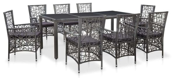 VidaXL Polyrattan Étkezőgarnitúra - 9 Fős - Szürke
