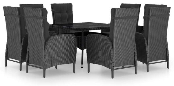 VidaXL Polyrattan Kerti Étkezőgarnitúra - 9 részes - Fekete