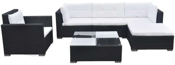 VidaXL Polyrattan Kerti Bútorszett - 6 részes - Fekete