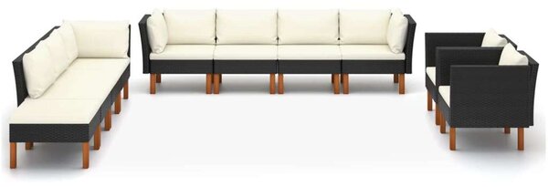VidaXL Polyrattan Kerti Ülőgarnitúra - 10 részes - Fekete
