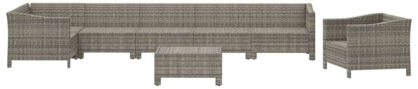 VidaXL Polyrattan Kerti Ülőgarnitúra - 8 részes - Szürke