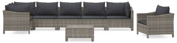VidaXL Polyrattan Kerti Ülőgarnitúra - 8 részes - Szürke