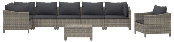 VidaXL Polyrattan Kerti Ülőgarnitúra - 8 részes - Szürke