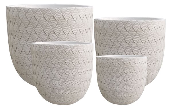 Kaspó HEVRA Komplet virágcserép fagyálló fiber clay bézs 44-24cm 4db
