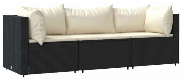 VidaXL Polyrattan Kerti Ülőgarnitúra - 3 részes - Fekete