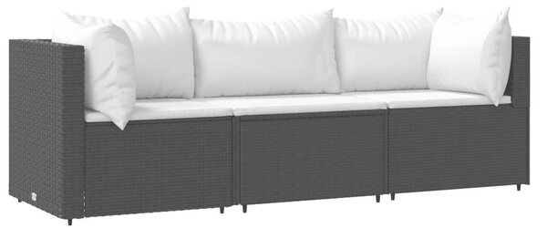 VidaXL Polyrattan Kerti Ülőgarnitúra - 3 részes - Fekete