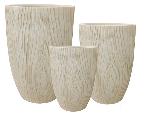 HEVRA Komplett szett fagyálló FC bézs kaspó 44/34/24,5×64/56/44cm, 3 db