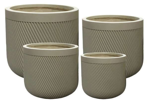 Kaspó HEVRA Set virágtartó fagyálló fiberclay zöld 44-24cm 4db