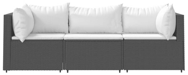 VidaXL Polyrattan Kerti Ülőgarnitúra - 3 részes - Fekete