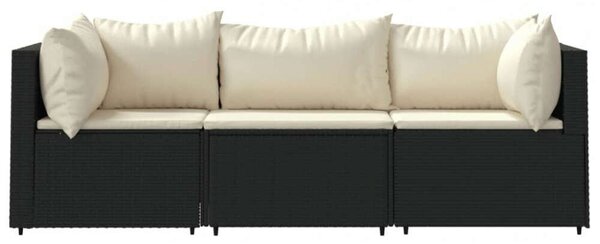 VidaXL Polyrattan Kerti Ülőgarnitúra - 3 részes - Fekete
