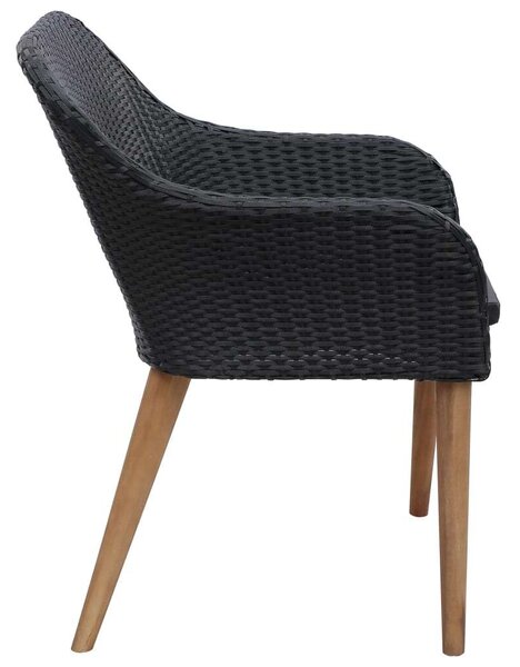 VidaXL 9 részes fekete polyrattan kerti étkezőgarnitúra