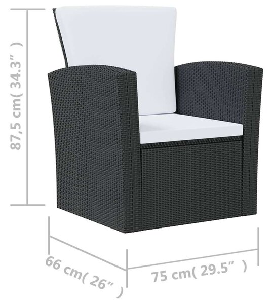 VidaXL Polyrattan Kerti Ülőgarnitúra - 16 részes - Fekete