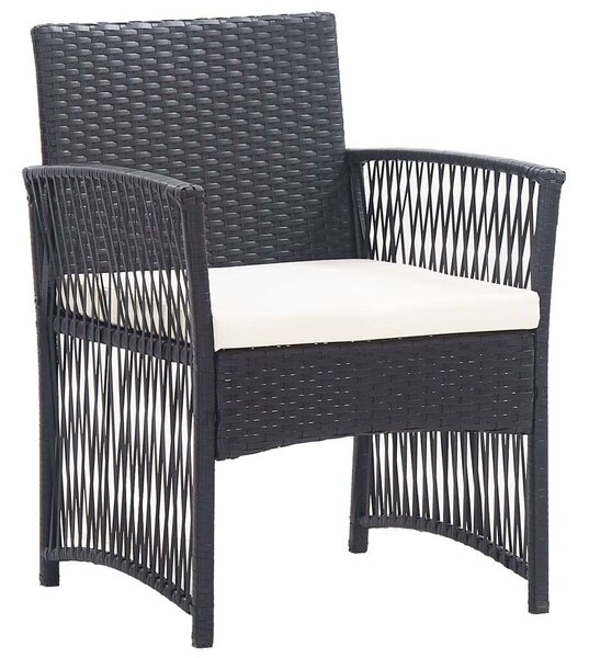 Polyrattan Kerti Bútor Szett - 4 részes - Fekete