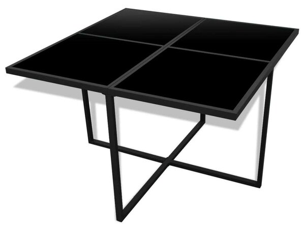 VidaXL 9-részes fekete polyrattan kültéri étkezőszett párnákkal