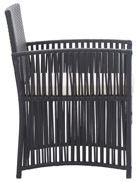 Polyrattan Kerti Bútor Szett - 4 részes - Fekete