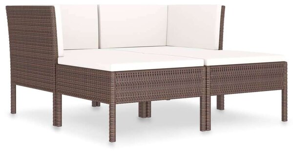 VidaXL 4 részes barna polyrattan kerti szett