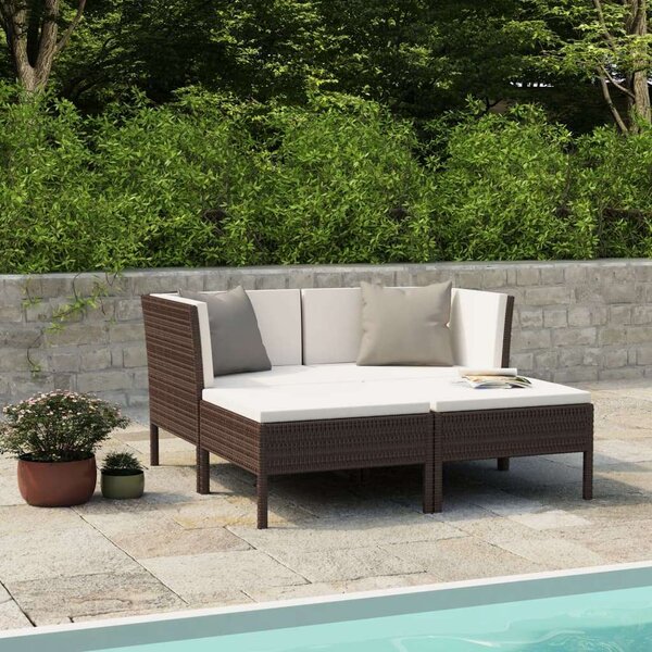 VidaXL 4 részes barna polyrattan kerti szett